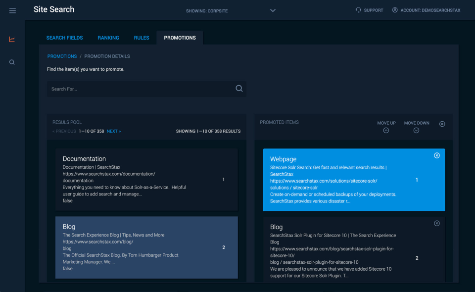 screenshot of Site Search